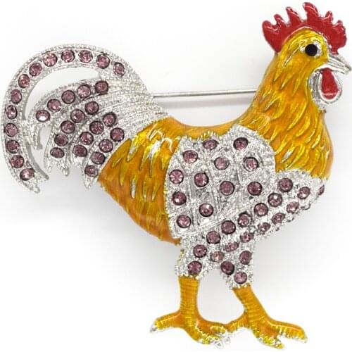 Purple Rhinestone Rooster Pin brooches C533 D