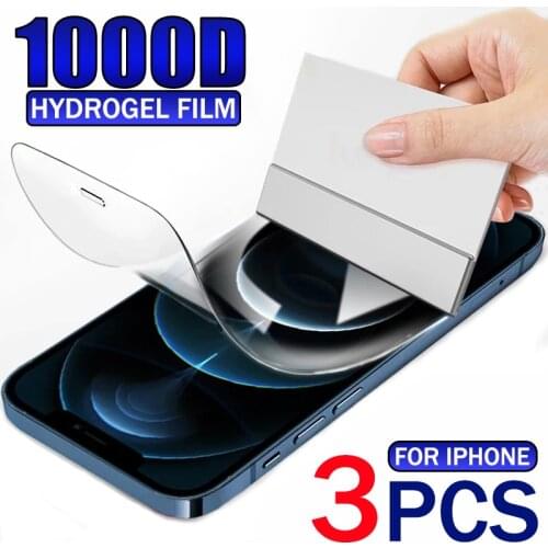 3PCS 1000D Hydrogel Film For iPhone 12 Pro Max Screen Protector For iPhone 11 Pro Max X XS XR 8 7 6S 6 Plus SE2020 Soft Film