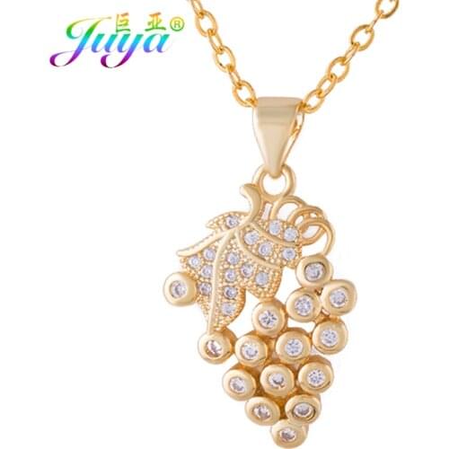 Juya Fashion Gold Chains Necklace Micro Pave Zircon Gold/Rose Gold Grape Necklace For Women Girls Gift Jewelry Necklaces