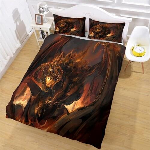 Bedding Set Quilt Cover Cool Evil Dragon Print Childrens Bedroom Bed Large Bedspread Design Can Be Customized Bed Pillow Case