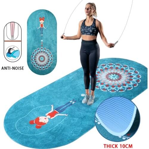 10mm Jump Rope Mat Non-Slip Thickened Yoga Mats Indoor Fitness Gymnastics Mat Shock Absorption Anti-noice Exercise Mat Flooring