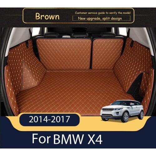 Custom Leather Car Trunk Mats For BMW X4 F26 2014-2017 Rear Trunk Floor Mat Tray Carpet Mud