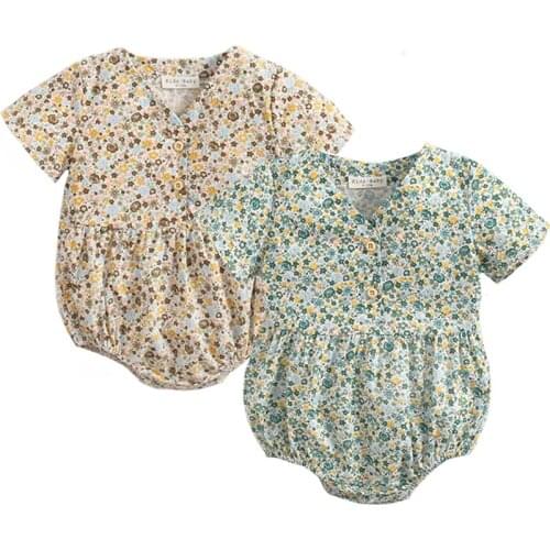 Baby Girl Clothes Newborn Bodysuit Kids Vintage Floral Bodysuit Jumpsuit Cotton Sunsuit Outfits Clothes Summer