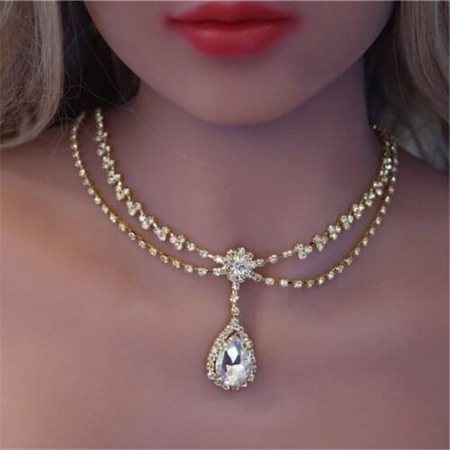 Drop Shape Delicate Simple Rhinestone Princess Necklace Fashion Luxury Shining Crystal Jewelry Sweet Womens Date Necklace