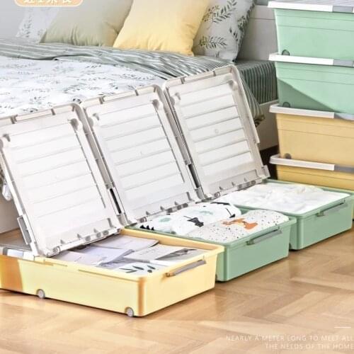 Bed bottom storage household flat clothes bed bottom storage box with wheel drawer dustproof durable bed bottom storage box thic