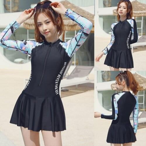 Full Body Guard Polyester Dive Skin UV Swimwear Sport Skins for Women Long Sleeve One Piece Front Zipper Surf Swim Snorkel Suit