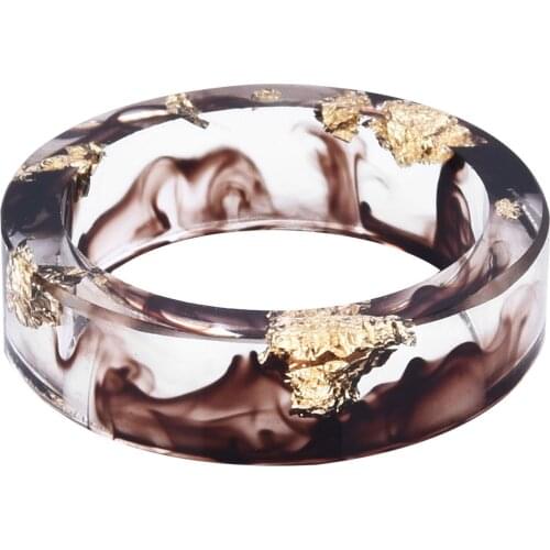 8mm Ocean Style Transparent Plastic Resin Band Fashion Handmade Dried Flower Wedding Cocktail Party Ring