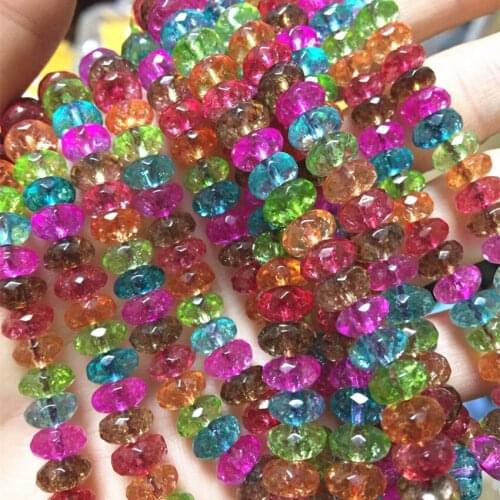 Multicolor simulated tourmaline faceted abacus crystal 5x8mm rondelle watermelon jades loose beads jewelry making 15 inch MY4615
