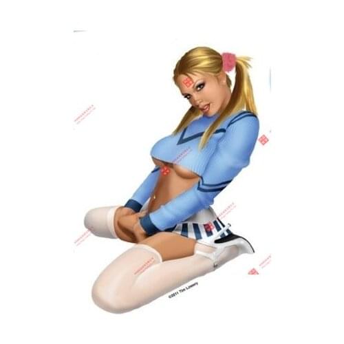 SEXY BLOND GIRL CHEERLEADER MINI SKIRT HIGH HEELS CAR Truck DECAL Racing Motorcycle Helmet Stickers