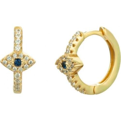 Prevention Allergy 925 Silver Devils Eye Crystal Zircon Hoop Earrings Girls Dating All-match Earrings Exquisite Fashion Jewelry