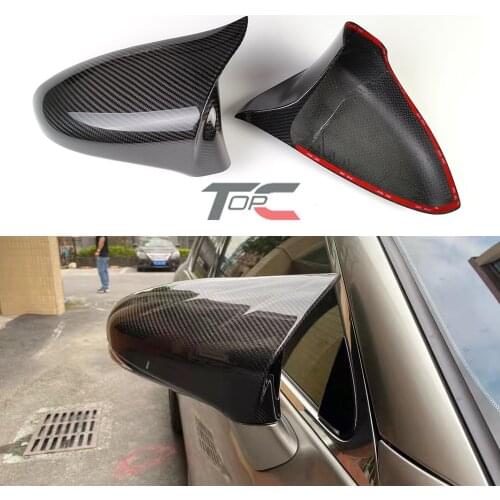 TOPC Real Carbon Fiber Car Side Rear View Mirror Cap Shell Cover Trim for Lexus ES GS IS CT LS RC 200t 300 350 F SPORT 2pcs/Set