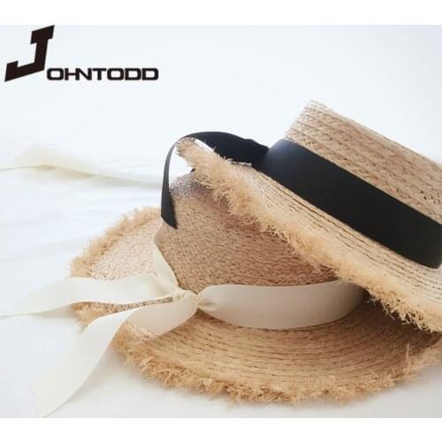 Womens Handwoven Straw Hat Wide Brim Floppy Sun Hat Summer Hat Ladies Beach Hat Chin Band Fashion Raffia Floral lady hat cap