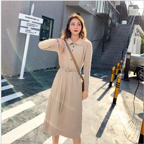 Winter Bodycon Sweater Dress Women 2020 winter Autumn Thick Warm Knitted Slim Dresses Knee-length Sweater Dress Elastic Z321