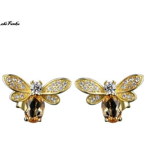 1 Pair Hot Yellow Bees Stud Earrings New Women Fashion Animals Gold Color Chain Earrings Jewelry