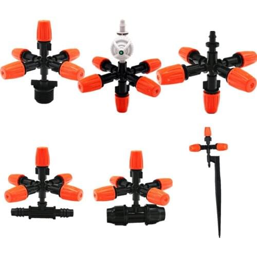 10PCS Greenhouses Microspray With Connector Five Adjustable Sprayer Gardening Humidification Sprinkler Equipment