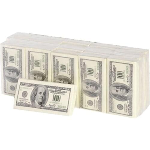 10 Packs Creative Napkin Paper 100 Dollar Raw Wood Pulp Facial Tissue Handkerchief Wedding Birthday Disposable Party Tableware