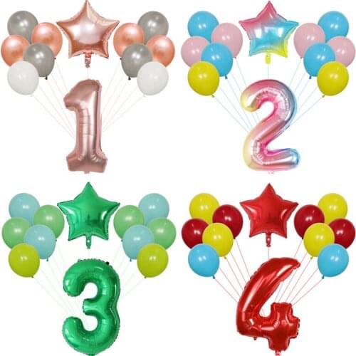 12pcs Birthday Party Balloons 30 Inch Air Number Foil Balloon Figures Birthday Party Decoration Kids Latex Ballon Digital Globos