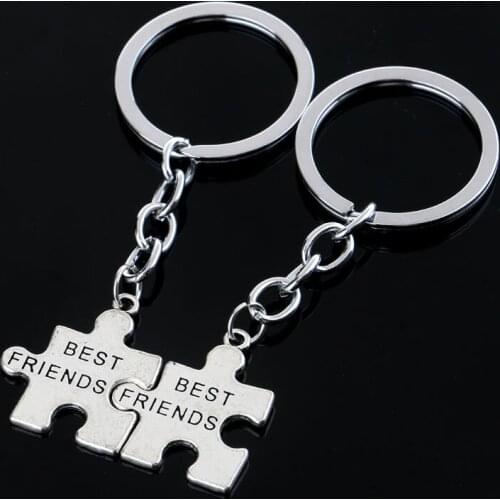 2PC/Set Best Friend Keychain Women Men Friendship Keyring Key Chain Puzzle Friendship Jewelry Xmas Gifts