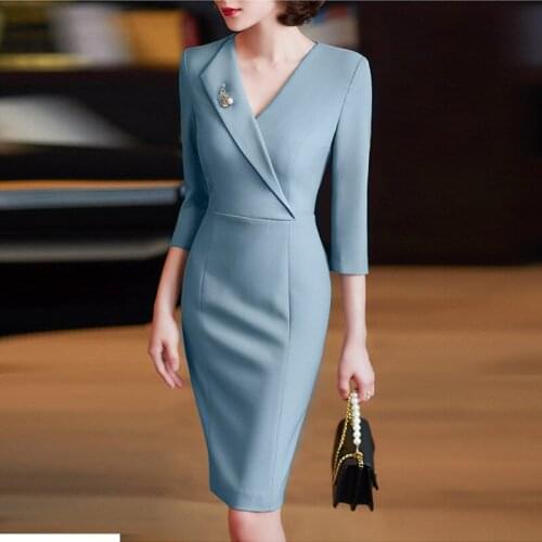 2020 OL Woman One-piece Dress,Party Meeting Formal Dress,3 Color