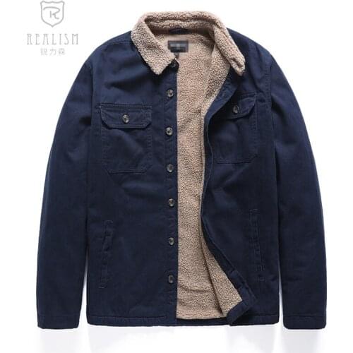 2021Men Jacket Coats Winter Military Fleece Jackets Plain Color Male Fashion Cotton Jacket Mens Coat