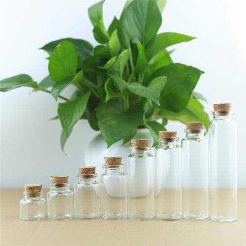 50pcs/lot 30mm 10-60ml Cork Glass Bottles Borosilicate Heat-resistant Wishing Bottle Glass Jars Travel Storage Wedding Container