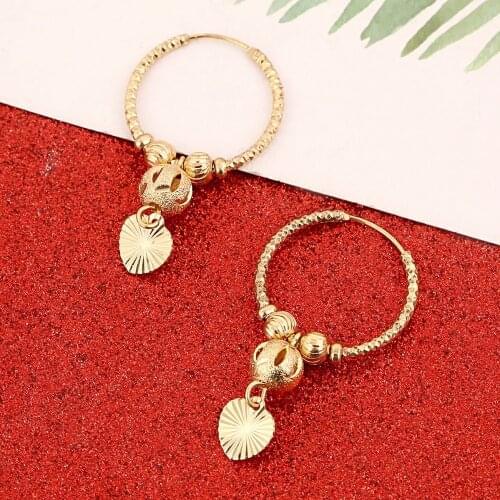 Bead Heart Round Ball Earrings Stud for Women Girls Jewelry Africa Middle East Jewelry Gift