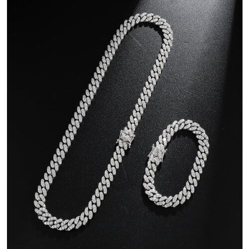 D&Z Miami 10mm Prong Setting Cuban Link Chain Gold Silver Color Necklace Iced Out Cubic Zirconia Bling Hip hop for Men Jewelry