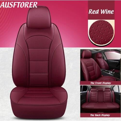AUSFTORER Custom Cowhide Leather Car Seat Cover for Peugeot 307CC Accessories Genuine Leather Seat Covers Protectors Car Styling