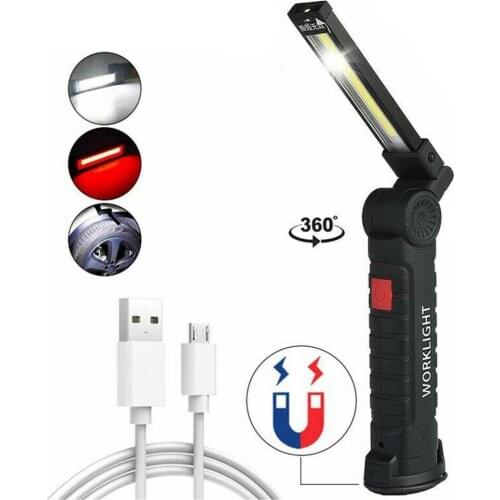 COB Work Light With Magnetic Base Rechargeable LED Work Light Lantern Handheld Flashlight 360 Rotate Auto Car Repairing Tools