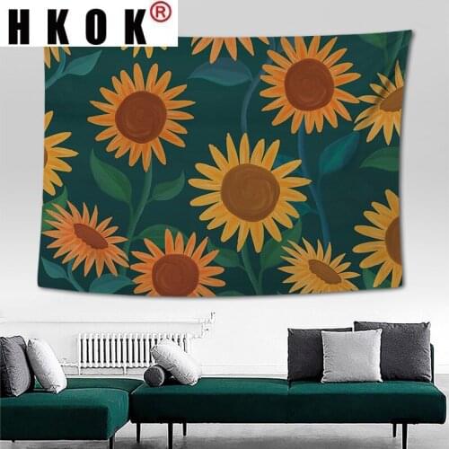 HKOK Plant Flower Boho Mandala Tapestry Wall Hanging Covering Rugs Background Cloth Beach Mat Blanket Art Bedroom Dorm Home Deco