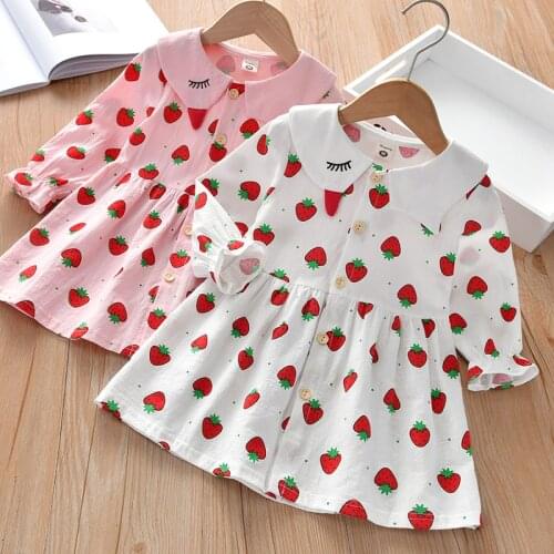 Baby girl spring autumn embroidered shirt dress kids casual long sleeve a-line dress