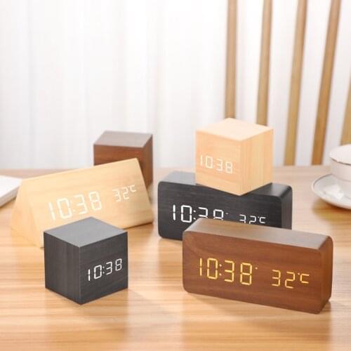Bedroom Wooden Personalized Student Bedside Table Alarm Clock Led Wake Up Nixie Alarm Clock Digital Living Room Homedecor II50NZ