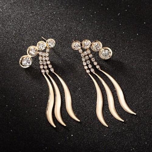 YFJEWE Austria Crystal & Silver Plated Long Dangle Earrings Allergy Free Geometric Goldfish Style Gorgeous Women Classic E545