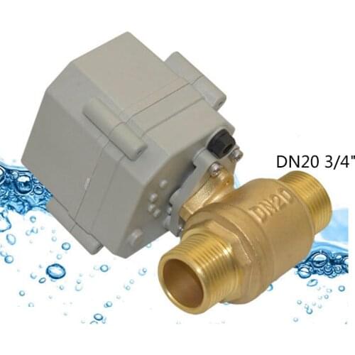 Electric ball valve brass motorized valve 2 way male thread AC110-230V DC9-24V DN20 3/4"