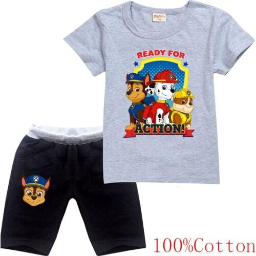 New PAW PATROL T Shirt Children Funny Tops Cartoon T-shirt Impostor Graphic Tees Hip Hop Unisex Tshirt Short 2Pcs