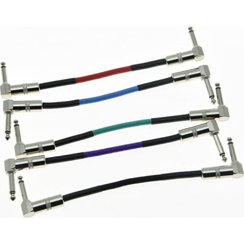 KAISH 5x Mult Colors Right Angle 20cm Mono Guitar Effect Pedal Cable Patch Cord