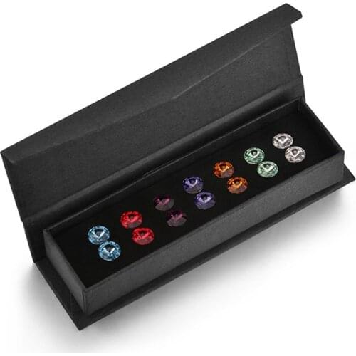 11.11 round stud earing sets made with Austrian crystal for girls fashion korean piercing earrings jewelry with box best gift