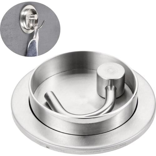 Punch-Free Stainless Steel Coat Hook Creative Rotating Hidden Form Hook Safety Storage Wall Hook Bedroom Clothes Hook 80mm