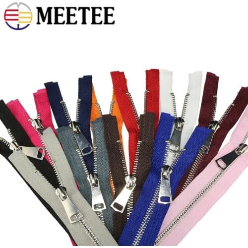 Meetee 2pcs 40-120cm 5# Metal Open-end Zipper Auto Lock Zips for Jacket Coat DIY Garmnet OpenTail Single Head Zippers Sewing Zip