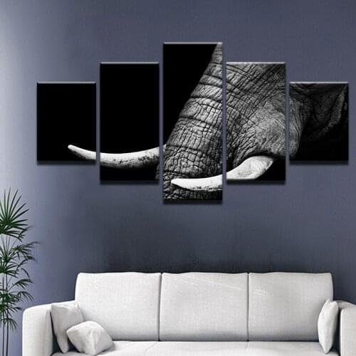 Modular 5 Panel Animal Elephant Horn HD Canvas Art Prints Pictures Poster Decor Living Room