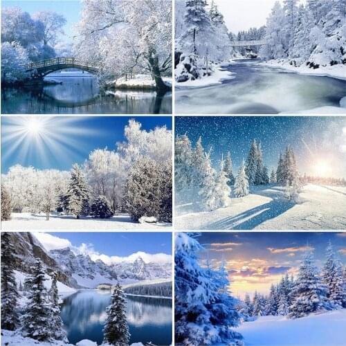 MomoArt Diamond Painting Tree Picture Of Rhinestone Winter Diamond Mosaic Scenery Cross Stitch Set Embroidery Lake Handmade Gift