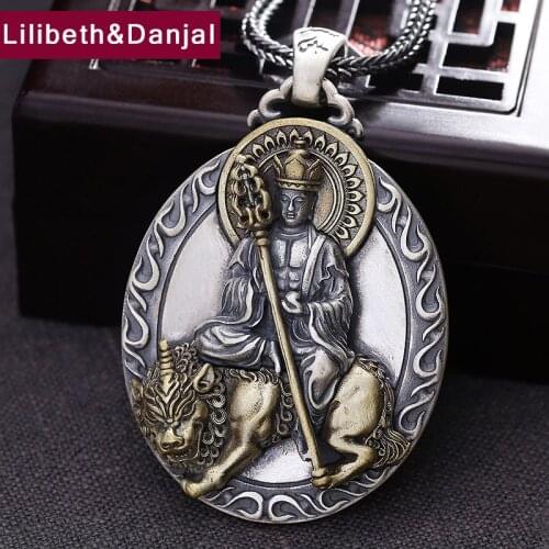Men Women Pendant Real Pure 925 Sterling silver Jewelry Lucky Buddha Mantra Creative Dizang Bodhisattva Necklace Pendant 2020 P3