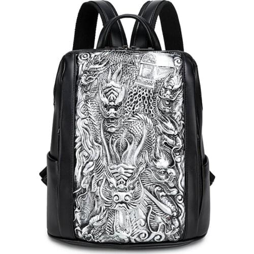 Men Waterproof Leather 3D Backpack Youth Travel Rucksack Schoolbag Male Female A4 bagpack Thicken Leather mochila Shoulder Bag