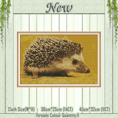 Animal hedgehog cartoon cute decor painting counted print on the canvas DMC 11CT 14CT kit Cross Stitch embroidery needlework Set