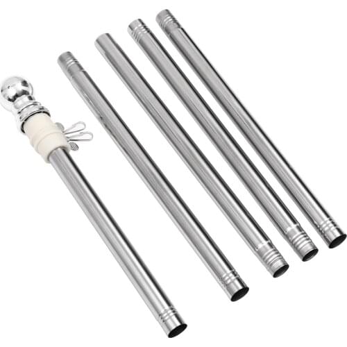 Stainless Steel Flag Pole Kit Wall Mount Flagpole With Spinning Ring Rotating Flagpole 5-Section Flagpole Wall Metal Flagpole