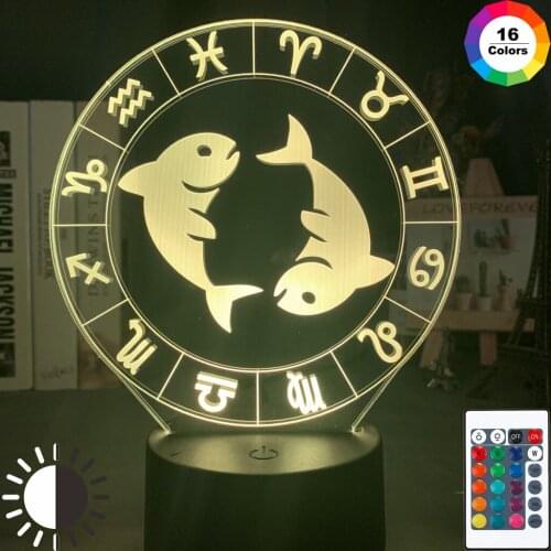 Pisces Night Light for Girls Room Decoration Light Led Touch Sensor Beautiful Nightlight Gift Twelve Constellation Lamp Bedroom