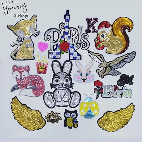 New arrive Cartoon Embroidery Sequins patch Hot melt adhesive Patch DIY Iron on patch Badges Clothing Sewing Accessory Supplies