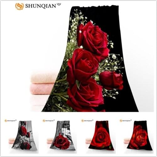 Custom Rose 35x75cm Face Towels Facecloth Microfiber Washcloth Quick drying Sports Towel