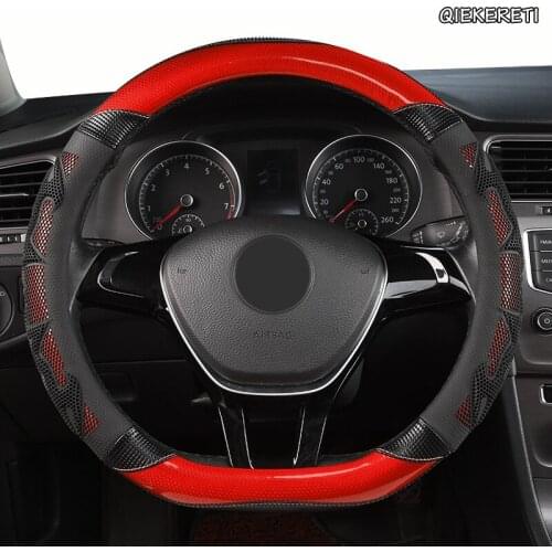 QIEKERETI Microfiber Leather Car Steering Wheel Cover For Ford Focus 2 3 MK2 Fiesta Fusion Mondeo MK4 Kuga Ranger F150