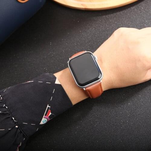 Brown Bracelet Genuine Leather Band For Apple Watch 44mm 40mm 42mm 38mm 6 SE 5 4 3 2 1 For Apple Watch Strap iWatch Watchband
